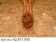 CHORIN, GERMANY - APRIL 01, 2024: Decorative element of the interior of Chorin Abbey - is a former Cistercian abbey. An example of Gothic architecture. Founded in 1258. It was secularized in 1542. Редакционное фото, фотограф Sergey Kohl / Фотобанк Лори