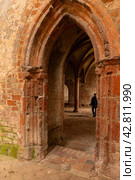 CHORIN, GERMANY - APRIL 01, 2024: Ruin of Chorin Abbey. Chorin Abbey (Kloster Chorin) is a former Cistercian abbey. An example of Gothic architecture. Founded in 1258. It was secularized in 1542. Редакционное фото, фотограф Sergey Kohl / Фотобанк Лори