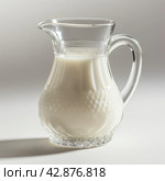 Fresh Milk in a Crystal Pitcher. Стоковое AI-изображение, AI-художник Кирилл Черезов / Фотобанк Лори