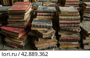 A lot of old books in a book store, flea market, old books. Стоковое AI-изображение, AI-художник Анна Кривицкая / Фотобанк Лори
