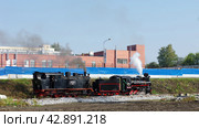 Узкоколейные паровозы Orenstein & Koppel №9 и ВП-1425, Екатеринбургская ДЖД (2017 год). Редакционное фото, фотограф Алексей Иванов / Фотобанк Лори