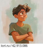 Confident Young Boy with a Positive Attitude. Стоковое AI-изображение, AI-художник Кирилл Черезов / Фотобанк Лори