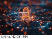 Cybersecurity and information or network protection. Future cyber technology web services for business and internet project. Стоковое AI-изображение, AI-художник Ирина Михайличенко / Фотобанк Лори