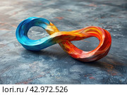 World autism awareness day symbol background. Rainbow colored infinity symbol of autism disorder, adhd, neurodiversity. Equal opportunities concept. Стоковое AI-изображение, AI-художник Ирина Михайличенко / Фотобанк Лори
