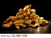 Pile of gold nuggets. Generate ai. Стоковое AI-изображение, AI-художник Иван Рябоконь / Фотобанк Лори