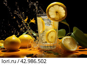 Effervescent Lemon sparkling drink. Generate Ai. Стоковое AI-изображение, AI-художник Иван Рябоконь / Фотобанк Лори