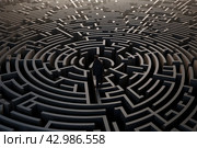 Persistent Man stuck in the middle of maze. Generate ai. Стоковое AI-изображение, AI-художник Иван Рябоконь / Фотобанк Лори