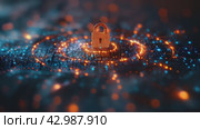 Cyber security and data protection on internet. virtual lock shield, secure access, encrypted connection. Password protected system and storage. Cybersecurity technology. Стоковое AI-видео, аниматор Ирина Михайличенко / Фотобанк Лори
