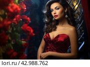 Pretty woman with luxury earrings. Generate ai. Стоковое AI-изображение, AI-художник Иван Рябоконь / Фотобанк Лори