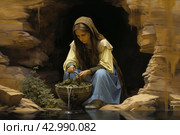 Samaritan woman well. Generate Ai. Стоковое AI-изображение, AI-художник Иван Рябоконь / Фотобанк Лори