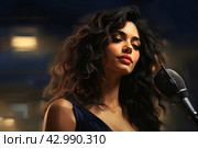 Beautiful singer woman. Generate ai. Стоковое AI-изображение, AI-художник Иван Рябоконь / Фотобанк Лори
