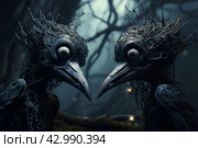 Skull creepy blood demons birds. Generate Ai. Стоковое AI-изображение, AI-художник Иван Рябоконь / Фотобанк Лори