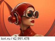 Ultramodern Woman sunglasses model futurism style. Generate Ai. Стоковое AI-изображение, AI-художник Иван Рябоконь / Фотобанк Лори