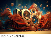 Resonant Waves musical speakers. Generate Ai. Стоковое AI-изображение, AI-художник Иван Рябоконь / Фотобанк Лори