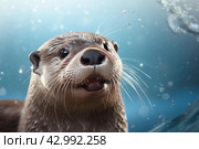 Otter animal background. Generate Ai. Стоковое AI-изображение, AI-художник Иван Рябоконь / Фотобанк Лори