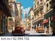 Picturesque Retro italian landscape. Generate Ai. Стоковое AI-изображение, AI-художник Иван Рябоконь / Фотобанк Лори