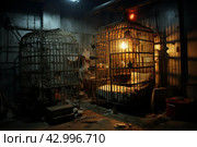 Austere Prisoner cage prison. Generate Ai. Стоковое AI-изображение, AI-художник Иван Рябоконь / Фотобанк Лори