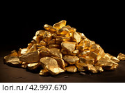 Sizable Pile of gold nuggets. Generate ai. Стоковое AI-изображение, AI-художник Иван Рябоконь / Фотобанк Лори