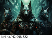 Ferocious Rebels wolfs fantasy. Generate Ai. Стоковое AI-изображение, AI-художник Иван Рябоконь / Фотобанк Лори