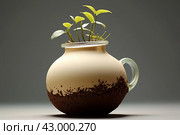 Rooted Seedling sprouting pot. Generate Ai. Стоковое AI-изображение, AI-художник Иван Рябоконь / Фотобанк Лори