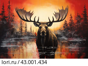 Striking Moose head majestic. Generate Ai. Стоковое AI-изображение, AI-художник Иван Рябоконь / Фотобанк Лори