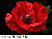 Radiant Red poppy flower. Generate Ai. Стоковое AI-изображение, AI-художник Иван Рябоконь / Фотобанк Лори