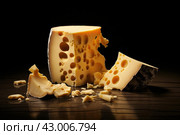 Mild Cheese piece food. Generate AI. Стоковое AI-изображение, AI-художник Иван Рябоконь / Фотобанк Лори