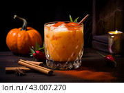 Hearty Pumpkin drink glass organic. Generate Ai. Стоковое AI-изображение, AI-художник Иван Рябоконь / Фотобанк Лори