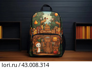 Burdensome Full school bag. Generate Ai. Стоковое AI-изображение, AI-художник Иван Рябоконь / Фотобанк Лори