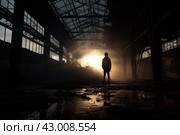 Vigilant Silhouette fbi agent warehouse. Generate Ai. Стоковое AI-изображение, AI-художник Иван Рябоконь / Фотобанк Лори