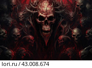 Gruesome Skull creepy blood demons. Generate Ai. Стоковое AI-изображение, AI-художник Иван Рябоконь / Фотобанк Лори