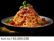 Hearty Spaghetti Bolognese. Generate AI. Стоковое AI-изображение, AI-художник Иван Рябоконь / Фотобанк Лори
