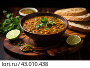 Hearty Chili lentil soup. Generate Ai. Стоковое AI-изображение, AI-художник Иван Рябоконь / Фотобанк Лори