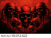 Sinister Skull creepy blood demons. Generate Ai. Стоковое AI-изображение, AI-художник Иван Рябоконь / Фотобанк Лори