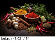 Diversified Spices vegetables table. Generate Ai. Стоковое AI-изображение, AI-художник Иван Рябоконь / Фотобанк Лори