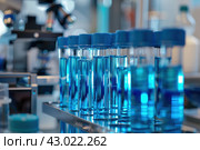 Modern Medical Research Laboratory. Scientific Lab Biotechnology. Equipment of that used in laboratories, hospitals, research labs, industry etc. Analysis of solvents, drugs, residues, pharmaceuticals. Стоковое AI-изображение, AI-художник Марина Демидюк / Фотобанк Лори