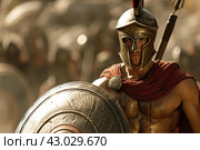 Valiant Ancient greek warrior war. Generate Ai. Стоковое AI-изображение, AI-художник Иван Рябоконь / Фотобанк Лори