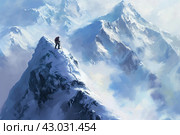 Tenacious Adventurer climbing. Generate Ai. Стоковое AI-изображение, AI-художник Иван Рябоконь / Фотобанк Лори