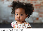 Cherubic Cute afro baby girl. Generate Ai. Стоковое AI-изображение, AI-художник Иван Рябоконь / Фотобанк Лори