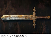 Ornate Ancient relic sword gold. Generate Ai. Стоковое AI-изображение, AI-художник Иван Рябоконь / Фотобанк Лори