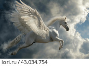 White pegasus. Generate Ai. Стоковое AI-изображение, AI-художник Иван Рябоконь / Фотобанк Лори