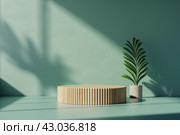 Подиум для демонстрации товара. Фон для брендинга, айдентики и упаковки косметической продукции. Макет размещения продукта на фоне дизайна. Стоковое AI-изображение, AI-художник Екатерина Абрамова / Фотобанк Лори