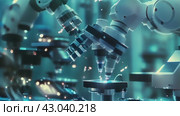 Electron Microscopes in Production: Cyber Progress in the Microcosm. Стоковое AI-видео, аниматор Юрий Поздников / Фотобанк Лори