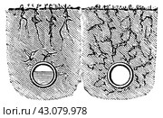 Soil improvement. Effect of drainage. Publication of the book "Meyers Konversations-Lexikon", Volume 7, Leipzig, Germany, 1910. Стоковая иллюстрация, иллюстратор Sergey Kohl / Фотобанк Лори