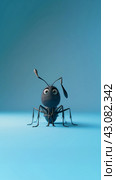 3d home ant isolated on blue background. Vertical layout. Стоковое AI-изображение, AI-художник Катерина Ковалева / Фотобанк Лори
