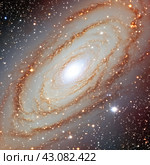 Spiral galaxy and stars in the night sky. Стоковое AI-изображение, AI-художник Евгений Ткачёв / Фотобанк Лори