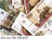 Российские бумажные деньги крупным планом.  Russian rubles. Стоковое фото, фотограф Лариса Гордеева / Фотобанк Лори