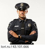 Police Officer Posing for Picture. Стоковое AI-изображение, AI-художник Юлия Гапеенко / Фотобанк Лори