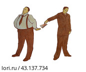 Мужчина дает взятку чиновнику. Стоковая иллюстрация, иллюстратор Оксана Багрянцева / Фотобанк Лори