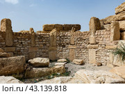Christian church with 2 choirs, eglise chretienne, ruins of the ancient Sufetula town, Sbeitla, Tunisia. Стоковое фото, фотограф Яков Филимонов / Фотобанк Лори